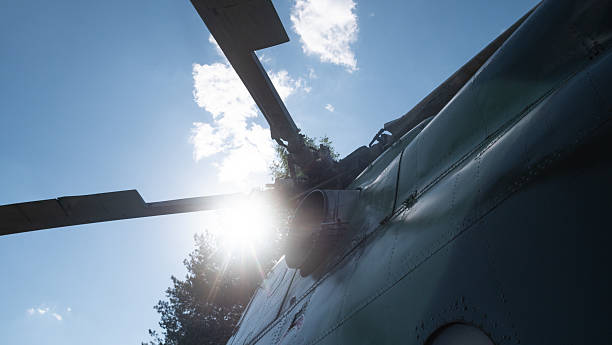 istock Vintage Soviet Helicopter Rotor Against a Bright Sky With Sun Flare Showcasing the Engineering Marvel of the USSR 2216155143