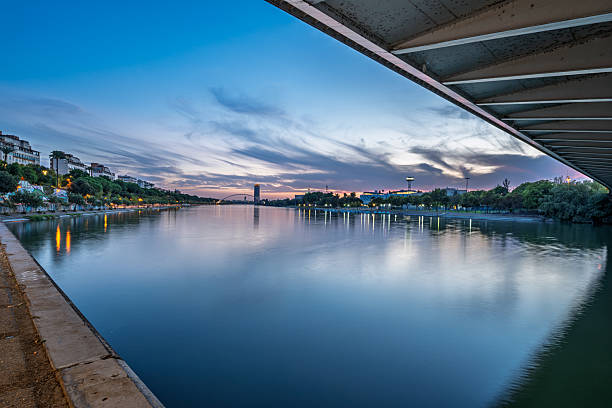 istock Peaceful sunset view from beneath Alamillo Bridge in Seville 2216155803