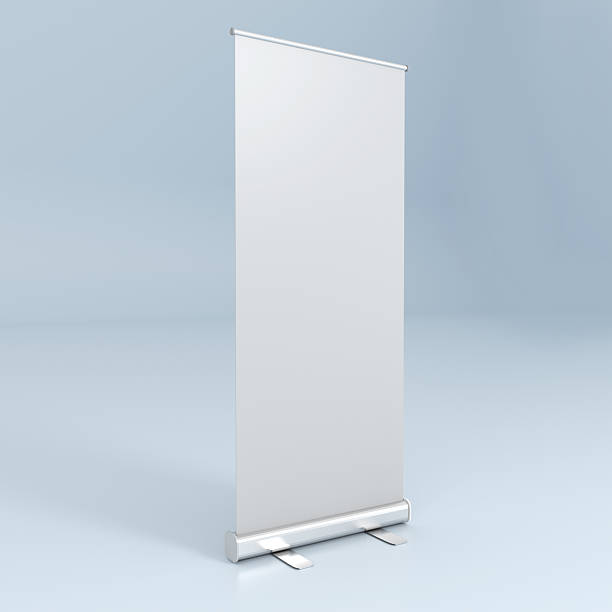 istock Roll up standee display banner 3d mockup for business presentation 2216160601