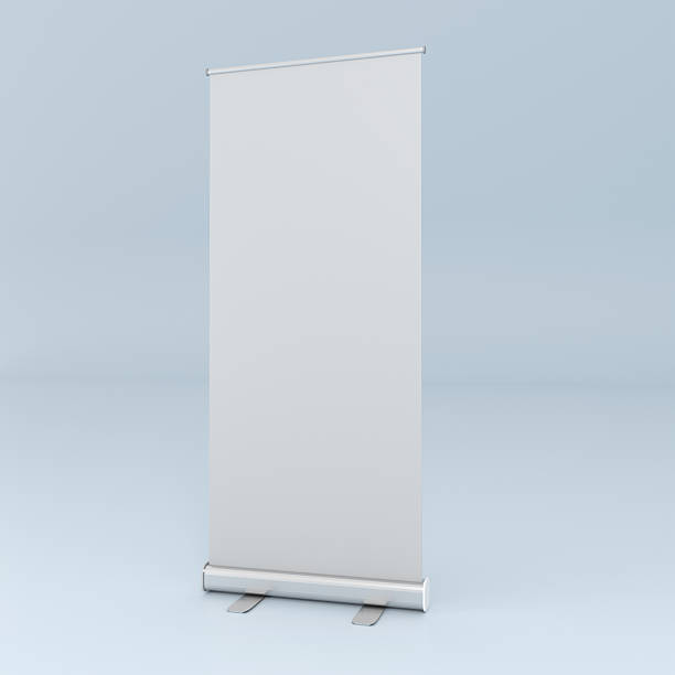 istock Roll up standee display banner 3d mockup for business presentation 2216160604