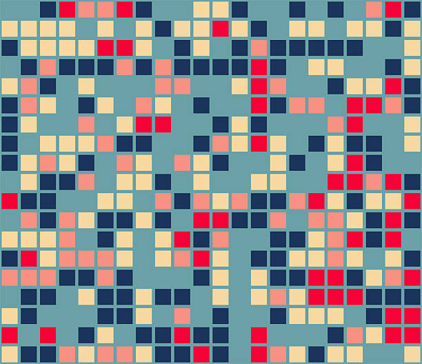 istock Retroinspired pixelated grid. Abstract geometric background of colorful squares in an irregular pattern. Great for modern design projects and playful themes. 2216162051