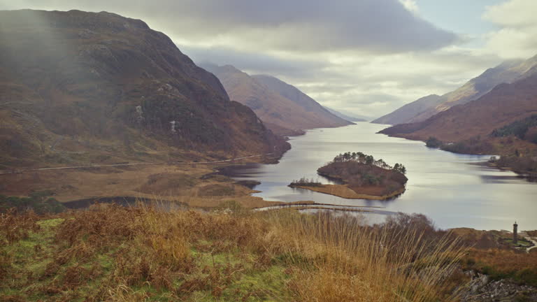 Pan across to Glenfinnan, West Highlands, Scotland