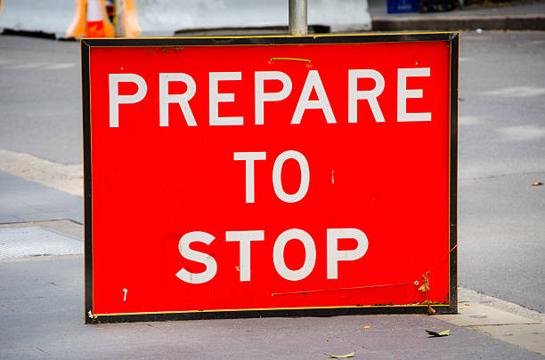 Red Traffic sign for prepare to stop, show information about the road ahead, to help you drive safely.