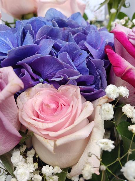 istock Bouquet Flower Soft Pink Color Rose with brown paper cone base 2216173814
