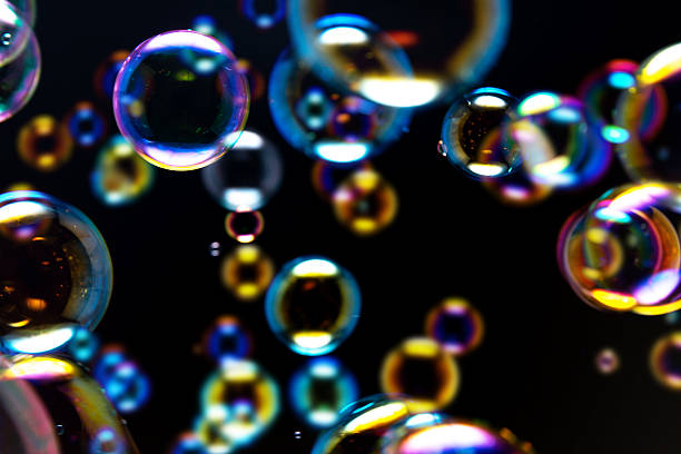 Soap bubbles isolated on a white background. Copy space.