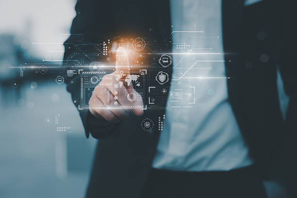 istock Biometric cyber security system with fingerprint scan, AI-powered recognition, and encrypted network authentication for banking, fintech, and modern computing industries 2216189634