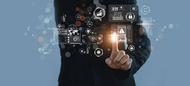 istock Biometric cyber security system with fingerprint scan, AI-powered recognition, and encrypted network authentication for banking, fintech, and modern computing industries 2216189643