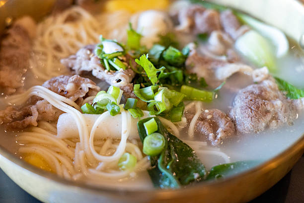 Noodle soup with vegetables and meat