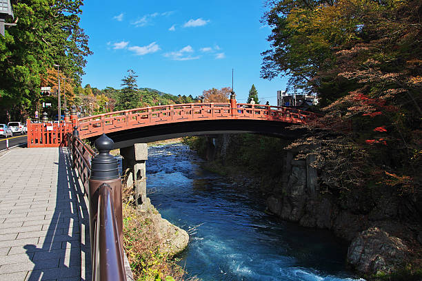 Nikko, Japan - 05 Nov 2013: Shinkyo Bridge in Nikko, Japan