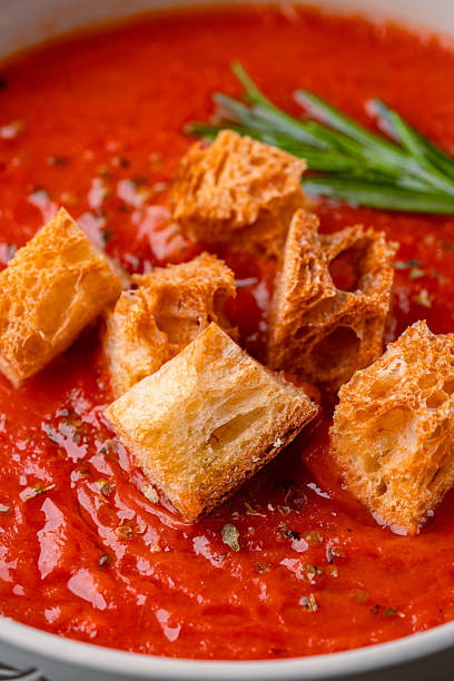 istock Homemade tomato soup on vintage table 2216196375