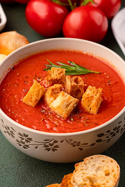 istock Homemade tomato soup on vintage table 2216196512