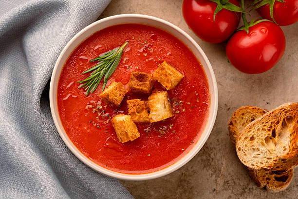 istock Homemade tomato soup on vintage table 2216196750