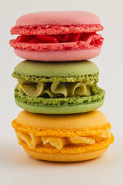 Colorful macarons stacked in a delightful arrangement