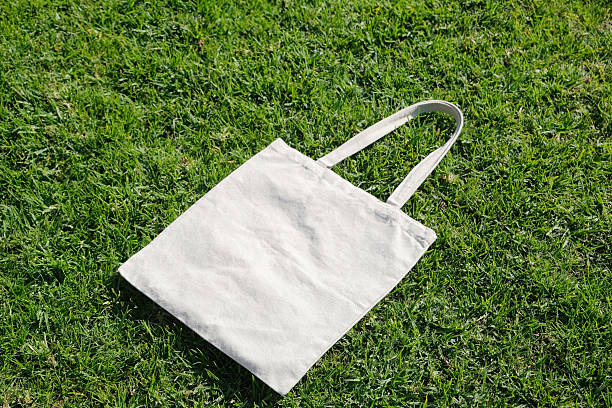 istock Canvas tote bag lying on green grass outdoor 2216209395