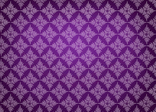 Elegant leaves pattern on purple background, seamless pattern on purple background