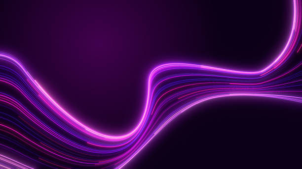 istock Abstract neon background, Neon light trails curving smoothly across a deep purple background, Fantastic minimalist wallpaper, Animation loop 4k 2216210195