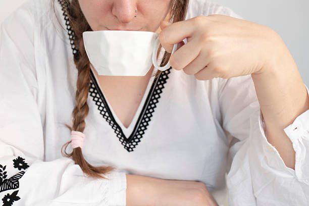 Cute woman drinking tea