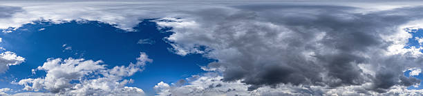 istock Blue sky with beautiful white clouds before storm. Seamless hdri panorama 360 degrees corner view with zenith for use in 3d graphics or game development as sky dome or edit drone shot 2216217337