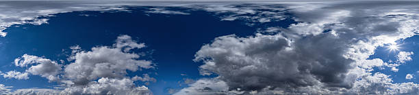 istock Blue sky with beautiful white clouds before storm. Seamless hdri panorama 360 degrees corner view with zenith for use in 3d graphics or game development as sky dome or edit drone shot 2216217418