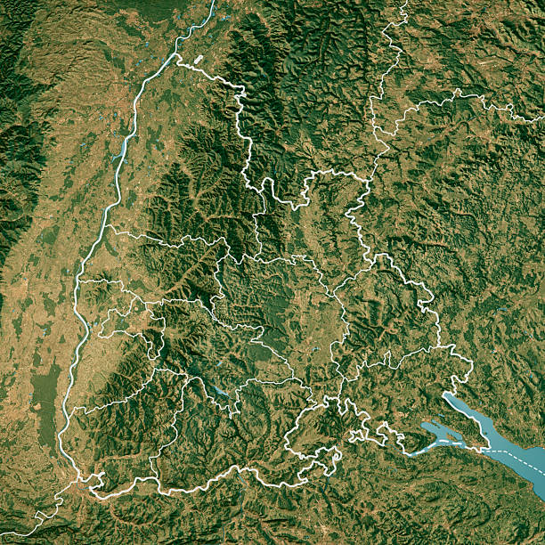 istock Freiburg Baden-Wurttemberg Satellite Topographic Map 3D Render Color Border 2216217448