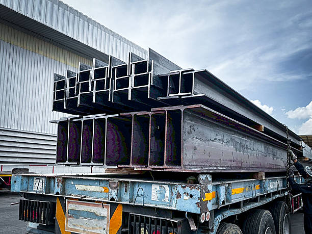 istock Wide-wing steel in construction site, High-rise building under construction,V-flange equipment and construction materials in construction site 2216217829
