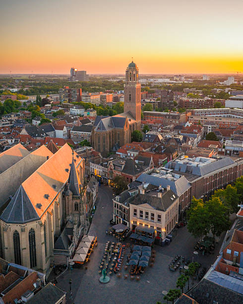 istock Zwolle downtown district aerial view during a  springtime sunset 2216223807