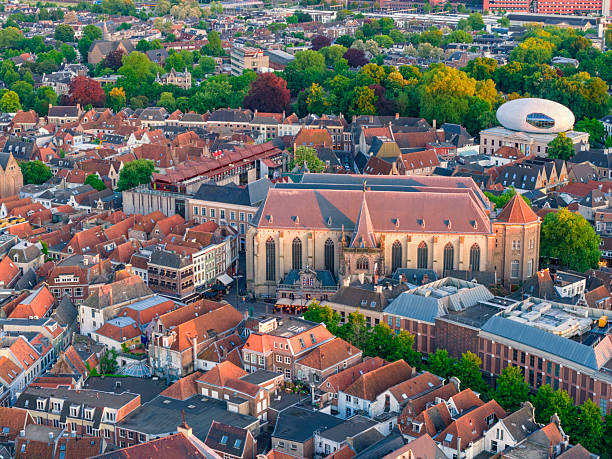 istock Zwolle downtown district aerial view during a  springtime sunset 2216223885
