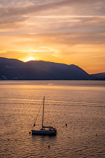 Boat and sunset in Montenegro
