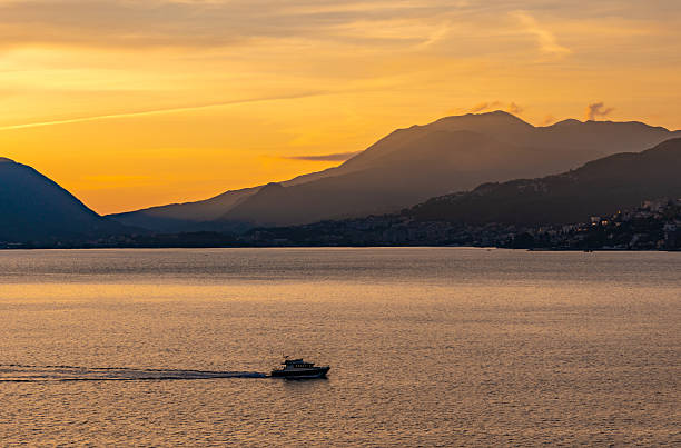 Boat and sunset in Montenegro