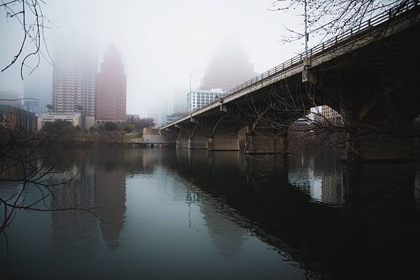 istock Foggy urban bridge scene in Austin. 2216245913