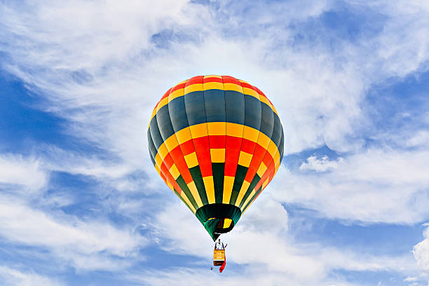 istock Hot air balloon flight over blue sky 2216249415