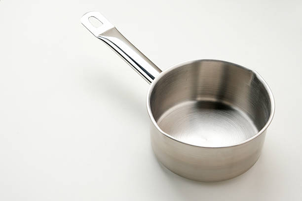istock Stainless steel saucepan, top view 2216250516