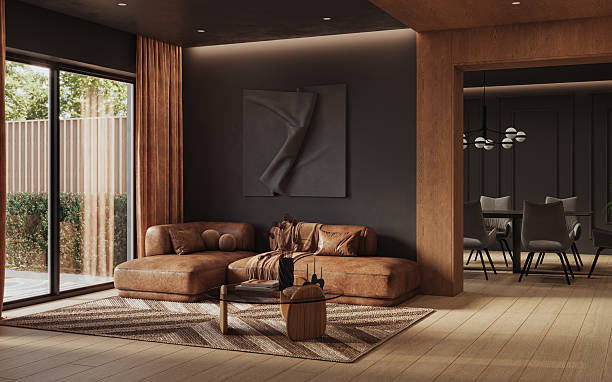 Contemporary interior design of the modern apartment. Modern design solution, 3d rendering