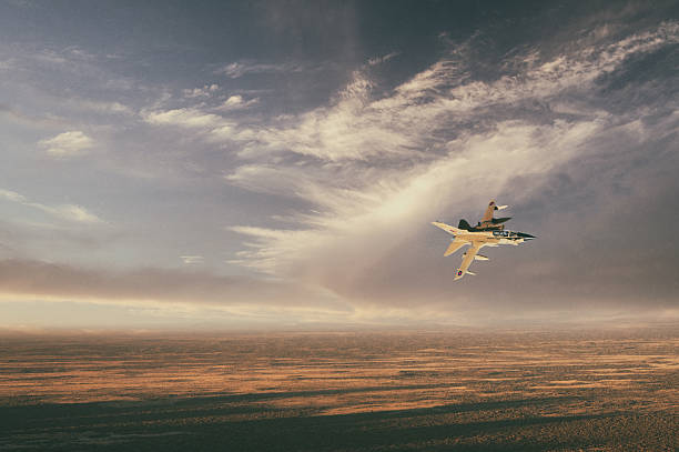 An AWACS (Airborne Warning And Control System) and two jet fighters