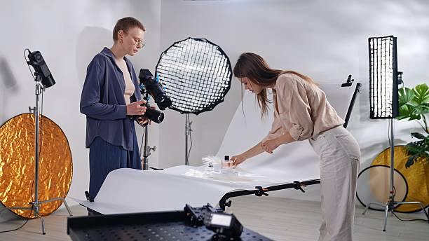 istock Professional Photography Studio with Two Creative Artists Working 2216260416