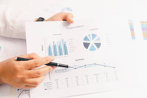 istock Business graph, chart on table. Financial development, banking account, statistic. Close up business people meeting to discuss situation on market. calculating investment. Business financial concept. 2216264015