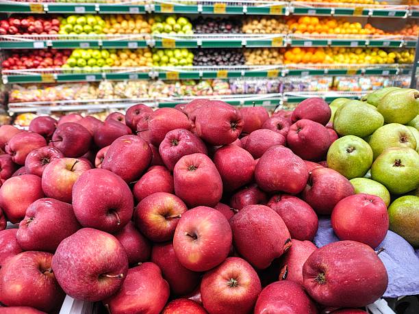 istock Red apples displayed in a supermarket 2216267511