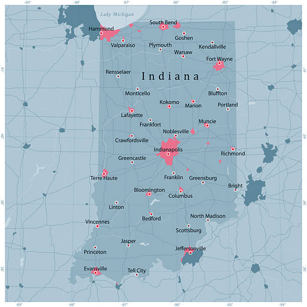 Indiana US State Vector Road Map Grey Indiana US State Vector Road Map Grey. All source data is in the public domain.
Roads, Water, Regions, Urban Areas: Made with Natural Earth.
https://www.naturalearthdata.com/downloads/10m-physical-vectors/
https://www.naturalearthdata.com/downloads/10m-cultural-vectors/ evansville indiana stock illustrations