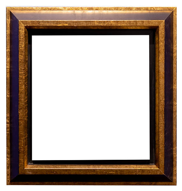 Empty wooden photo frame on white background