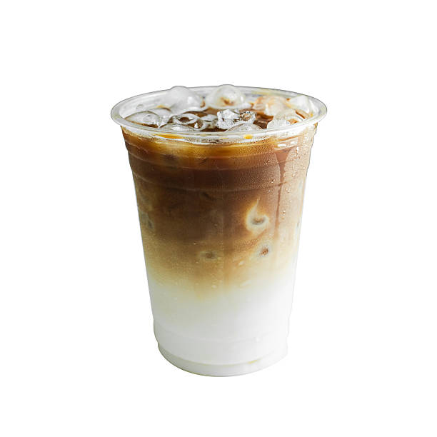 istock Iced of latte coffee cup on plastic cup isolated white background. 2216272615