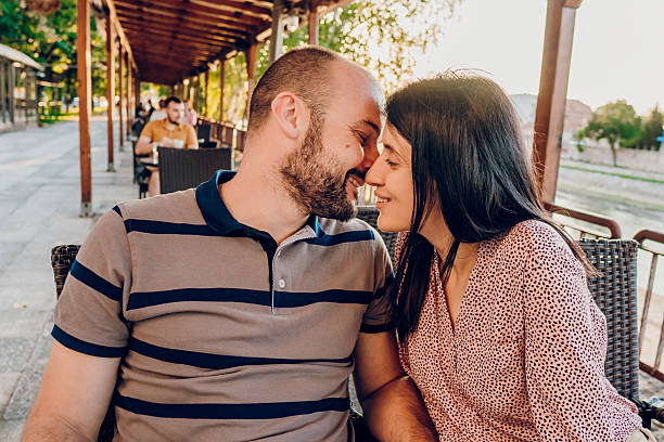 istock Happy couple enjoy in cafe 2216273609