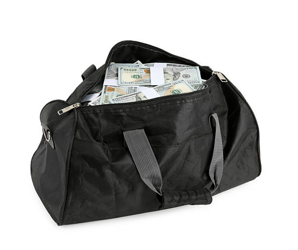Dollar banknotes in bag isolated on white