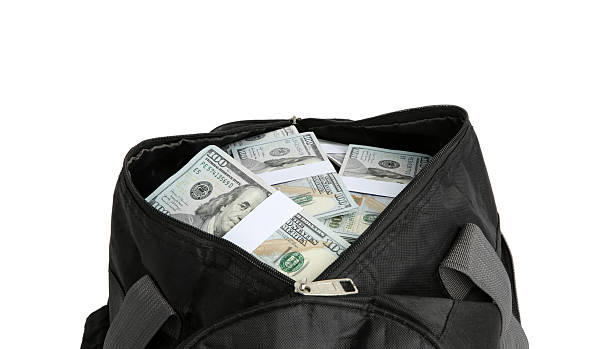 istock Dollar banknotes in bag isolated on white 2216281684