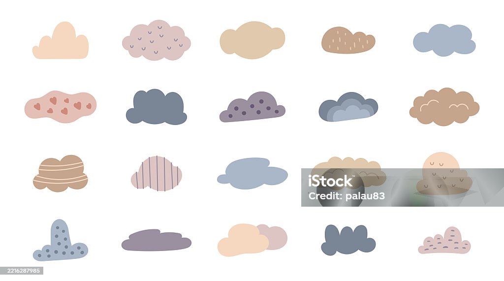 Soft Rounded Cloud Cloud Set Scandinavian Style Soft Floating Shapes With Rounded And ...