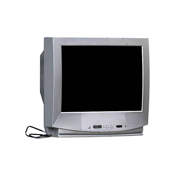 Vintage television set with a blank screen isolated on white background with clipping path