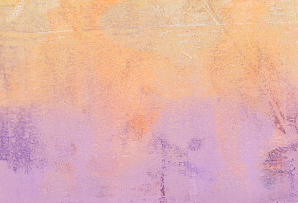 Hand painted abstract background painted with acrylic paint on paper. Colors are primarily pastel orange and purple.