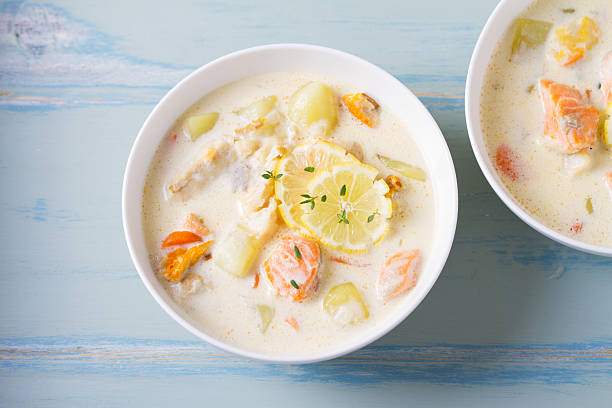 istock Fish and shrimp cream soup. 2216293251