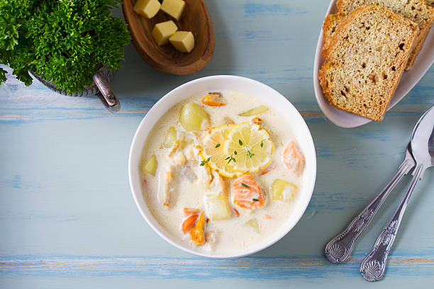 istock Fish and shrimp cream soup. 2216293261