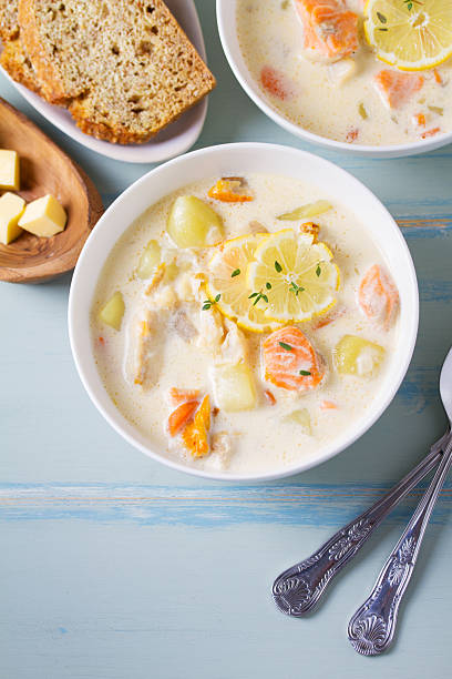 istock Fish and shrimp cream soup. 2216293263