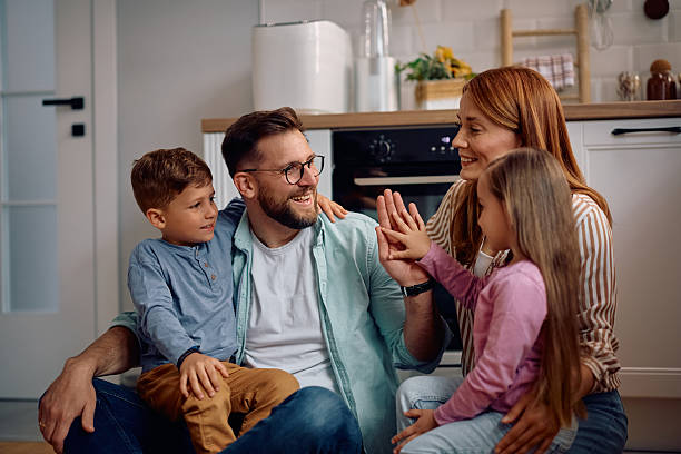 istock Carefree family having fun while spending time at home. 2216296393